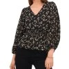 Vince Camuto Women's Printed Smocked-Waist Balloon-Sleeve Top