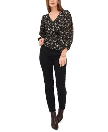 Vince Camuto Women's Printed Smocked-Waist Balloon-Sleeve Top 3 Vince Camuto Women's Printed Smocked-Waist Balloon-Sleeve Top - Image 3