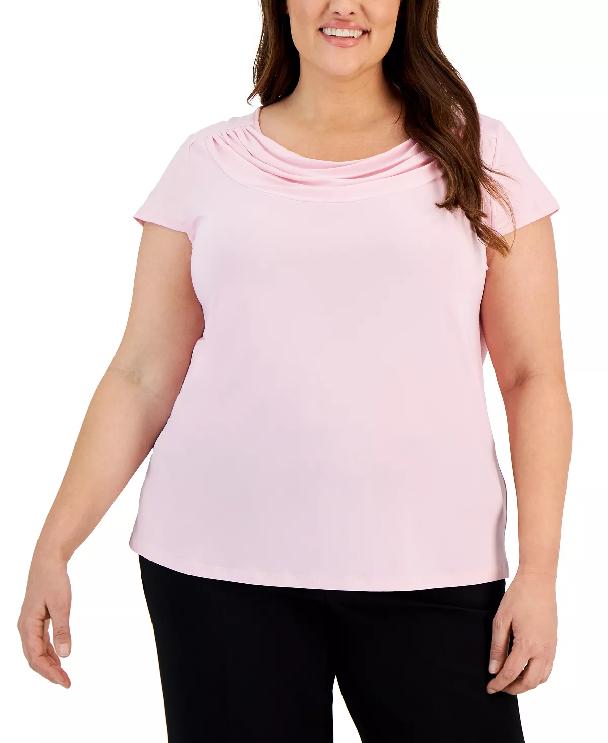 Kasper Plus Size Short-Sleeve Cowl-Neck Top 4 Kasper Plus Size Short-Sleeve Cowl-Neck Top - Image 4