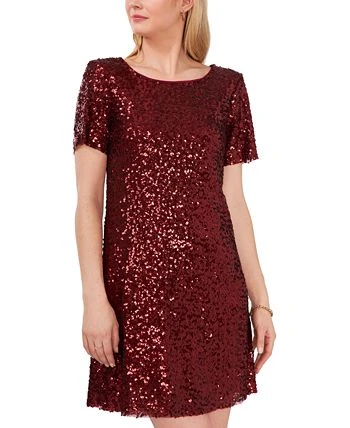 Vince Camuto Women's Sequined Round-Neck Short-Sleeve Dress 3 Vince Camuto Women's Sequined Round-Neck Short-Sleeve Dress - Image 3