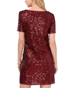Vince Camuto Women's Sequined Round-Neck Short-Sleeve Dress 8 Vince Camuto Women's Sequined Round-Neck Short-Sleeve Dress -Anne Klein Sales Store 22599684 fpx