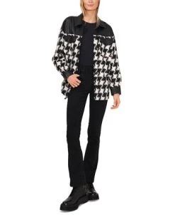 Vince Camuto Women's Printed Faux-Leather Trim Shirt Jacket -Anne Klein Sales Store 22599699 fpx