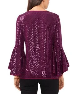 Vince Camuto Metallic Knit Flutter Sleeve Top -Anne Klein Sales Store 22599718 fpx