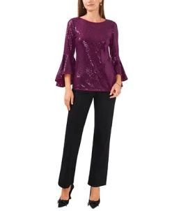 Vince Camuto Metallic Knit Flutter Sleeve Top -Anne Klein Sales Store 22599719 fpx