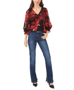 Vince Camuto Women's Floral-Print Balloon-Sleeve Top -Anne Klein Sales Store 22599844 fpx