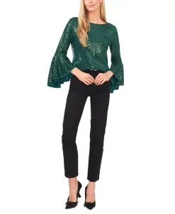 Vince Camuto Metallic Knit Flutter Sleeve Top -Anne Klein Sales Store 22600215 fpx