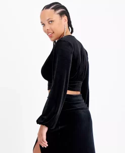 Bar III Women's Cropped Velvet Top, Created For Macy's -Anne Klein Sales Store 22600631 fpx