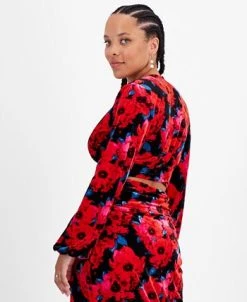 Bar III Women's Floral-Print Cropped Velvet Top, Created For Macy's 5 Bar III Women's Floral-Print Cropped Velvet Top, Created For Macy's -Anne Klein Sales Store 22600661 fpx