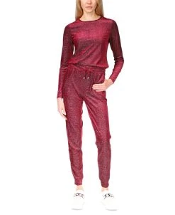 Michael Kors Women's Velvet Shimmery Long-Sleeve Top