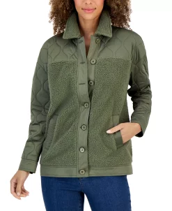 Style & Co Women's Quilted Fleece Jacket, Created For Macy's -Anne Klein Sales Store 22626784 fpx