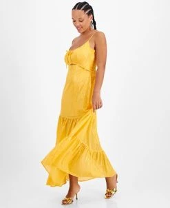 Bar III Women's Front-Cutout Tiered Tie-Neck Dress, Created For Macy's -Anne Klein Sales Store 22627056 fpx