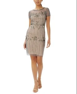 Papell Studio Women's Beaded Short-Sleeve Cocktail Dress
