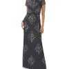 Adrianna Papell Women's Beaded Blouson Short-Sleeve Gown