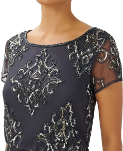 Adrianna Papell Women's Beaded Blouson Short-Sleeve Gown 6 Adrianna Papell Women's Beaded Blouson Short-Sleeve Gown -Anne Klein Sales Store 22629175 fpx