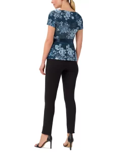Adrianna Papell Women's Metallic Floral-Print Belted Top 6 Adrianna Papell Women's Metallic Floral-Print Belted Top -Anne Klein Sales Store 22630238 fpx