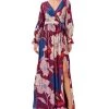 Adrianna Papell Women's Printed Tie-Waist Long-Sleeve Dress