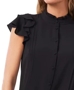 CeCe Women's Short Sleeve Pin-tuck Ruffled Button-up Blouse 13 CeCe Women's Short Sleeve Pin-tuck Ruffled Button-up Blouse -Anne Klein Sales Store 22630834 fpx