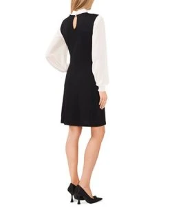 CeCe Women's Tie-Neck Mixed Media Sweater Dress 5 CeCe Women's Tie-Neck Mixed Media Sweater Dress -Anne Klein Sales Store 22631496 fpx