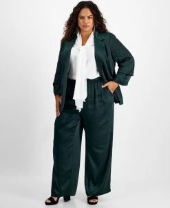 Bar III Plus Size Washed Satin Jacket & Pull-On Pants, Created For Macy's