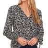 CeCe Women's Long-Sleeve V-Neck Tie-Cuff Blouse