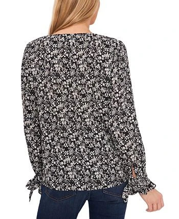 CeCe Women's Long-Sleeve V-Neck Tie-Cuff Blouse 2 CeCe Women's Long-Sleeve V-Neck Tie-Cuff Blouse - Image 2