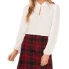 CeCe Women's Long-Sleeve Imitation-Pearl-Detail Peter-Pan-Collar Blouse