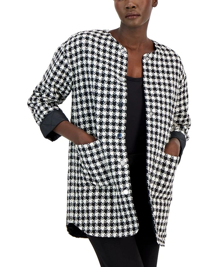 Anne Klein Women's Houndstooth Quilted Snap-Front Jacket 1 Anne Klein Women's Houndstooth Quilted Snap-Front Jacket