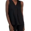 Anne Klein Women's Sleeveless Pleat-Front V-Neck Top