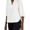 Anne Klein Women's Split-Neck 3/4-Sleeve Elastic-Cuff Top