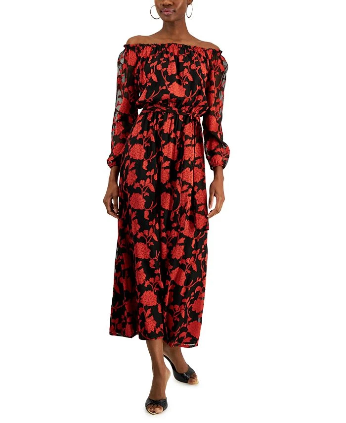 INC International Concepts Women's Floral-Print Off-The-Shoulder Maxi Dress, Created For Macy's 1 INC International Concepts Women's Floral-Print Off-The-Shoulder Maxi Dress, Created For Macy's