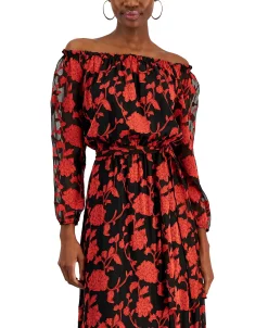 INC International Concepts Women's Floral-Print Off-The-Shoulder Maxi Dress, Created For Macy's 8 INC International Concepts Women's Floral-Print Off-The-Shoulder Maxi Dress, Created For Macy's -Anne Klein Sales Store 22676494 fpx