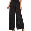 CeCe Women's Pull-On Elastic-Waist Wide-Leg Sequin Pants