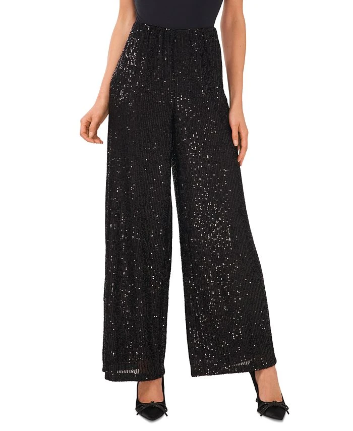 CeCe Women's Pull-On Elastic-Waist Wide-Leg Sequin Pants 1 CeCe Women's Pull-On Elastic-Waist Wide-Leg Sequin Pants