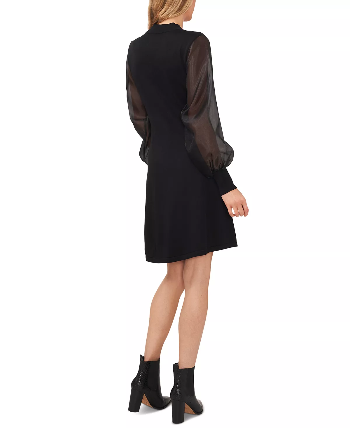 CeCe Women's Cotton Organza-Sleeve Sweater Dress 2 CeCe Women's Cotton Organza-Sleeve Sweater Dress - Image 2