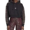 ADIDAS Women's Animal-Trim Logo-Print Cotton Hoodie