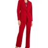Kasper Women's One-Button Blazer, Printed Cowlneck Cap-Sleeve Blouse & Faux-Fly Pull-On Wide-Leg Pants