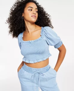 Bar III Women's Smocked Crop Top, Created For Macy's 12 Bar III Women's Smocked Crop Top, Created For Macy's -Anne Klein Sales Store 22684378 fpx