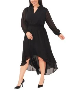 Vince Camuto Plus Size Smocked-Waist High-Low Dress