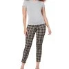 Black Tape Women's Check Pull-On Cropped-Ankle Trousers