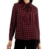 Anne Klein Women's Houndstooth-Print Tie-Neck Top