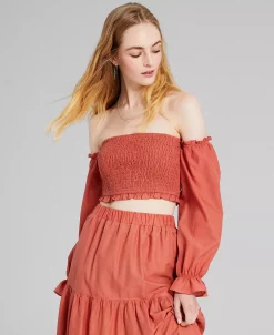 And Now This Women's Cotton Off-The-Shoulder Smocked Top