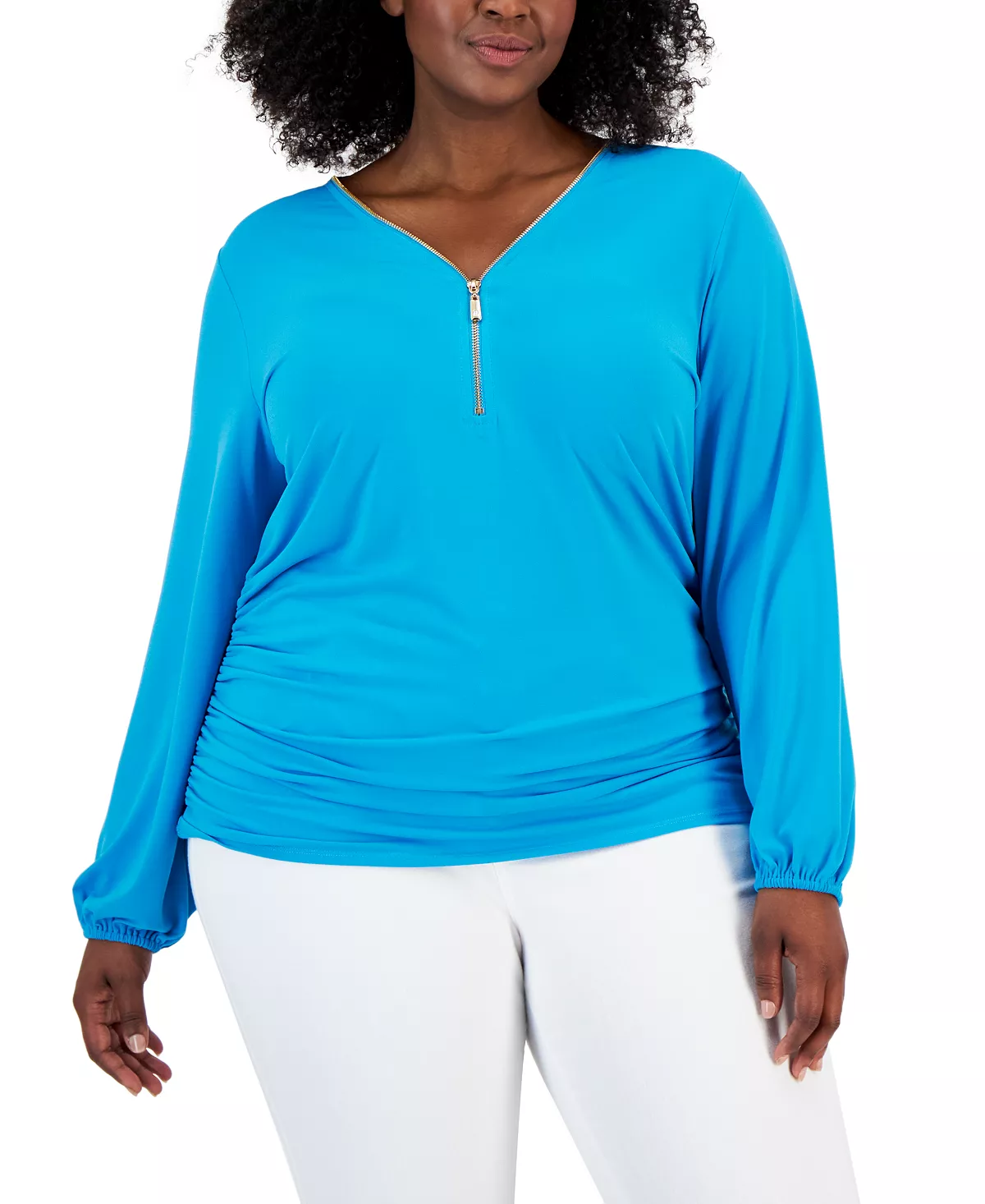 JM Collection Women's Zip-Front Ruched Top, Created For Macy's 9 JM Collection Women's Zip-Front Ruched Top, Created For Macy's - Image 9