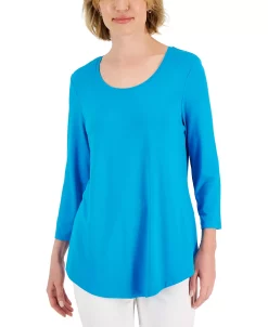 JM Collection 3/4-Sleeve Solid Tunic Top, Created For Macy's -Anne Klein Sales Store 22718182 fpx
