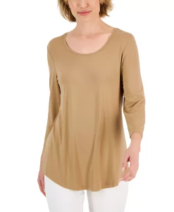 JM Collection 3/4-Sleeve Solid Tunic Top, Created For Macy's -Anne Klein Sales Store 22718218 fpx