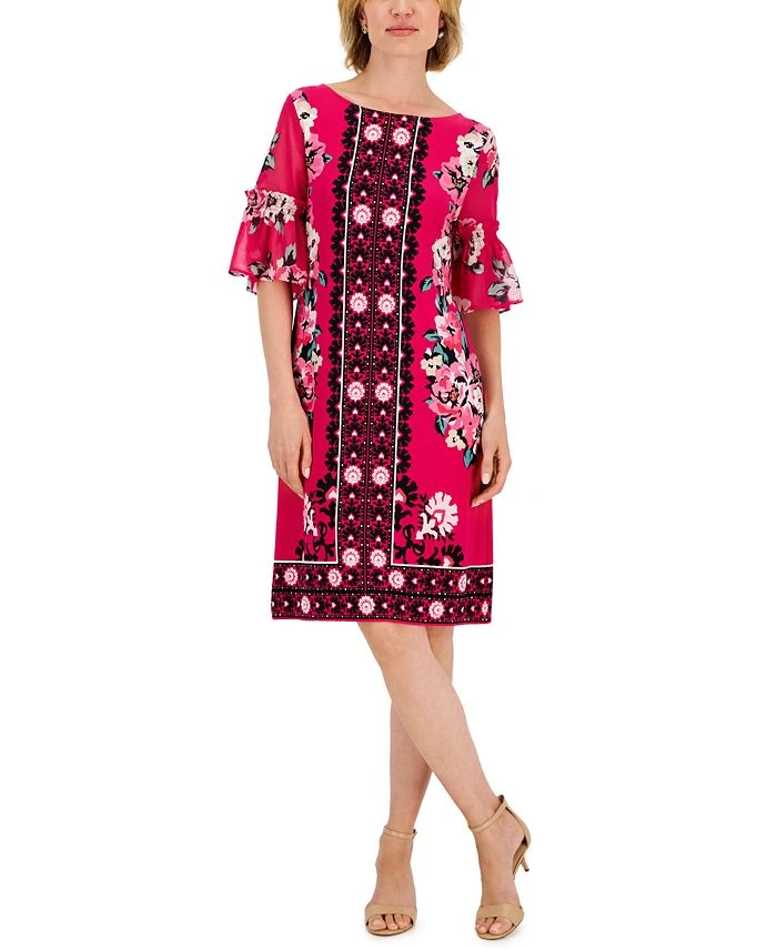 JM Collection Women's Global Bloom Ruffle-Sleeve Dress, Created For Macy's 1 JM Collection Women's Global Bloom Ruffle-Sleeve Dress, Created For Macy's