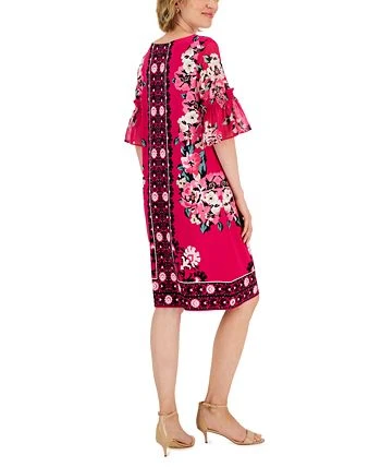 JM Collection Women's Global Bloom Ruffle-Sleeve Dress, Created For Macy's 2 JM Collection Women's Global Bloom Ruffle-Sleeve Dress, Created For Macy's - Image 2