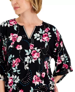 JM Collection Women's Serafina Bouquet 3/4-Sleeve Top, Created For Macy's -Anne Klein Sales Store 22718673 fpx