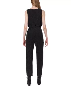 Black Tape Women's Embellished Belted Faux-Wrap Jumpsuit -Anne Klein Sales Store 22719426 fpx