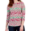 Charter Club Women's Mixed-Print Boat-Neck 3/4-Sleeve Top, Created For Macy's