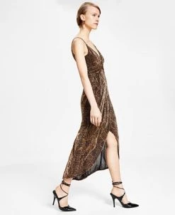 Bar III Women's Twisted Glitter-Knit Faux-Wrap Dress, Created For Macy's 7 Bar III Women's Twisted Glitter-Knit Faux-Wrap Dress, Created For Macy's -Anne Klein Sales Store 22723392 fpx